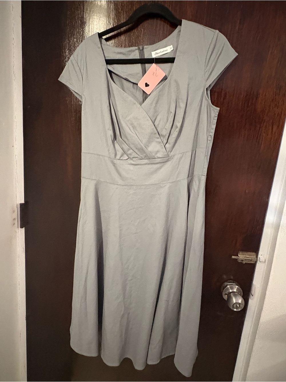 Bundle 3 for $25. Classic Gray Midi Fit-and-Flare Dress with V-Neck. Size XL.